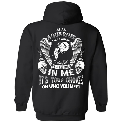 As An Aquarius I Hold A Beast An Angel A Madman In Me-T-Shirt & Hoodie-Pullover Hoodie-Black