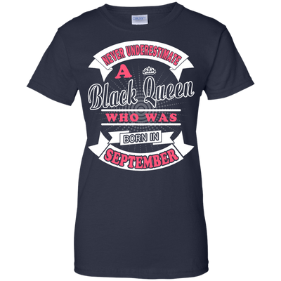 Never Underestimate A Black Queen Who Was Born In September-T-Shirt & Hoodie-Women's T-Shirt-Navy