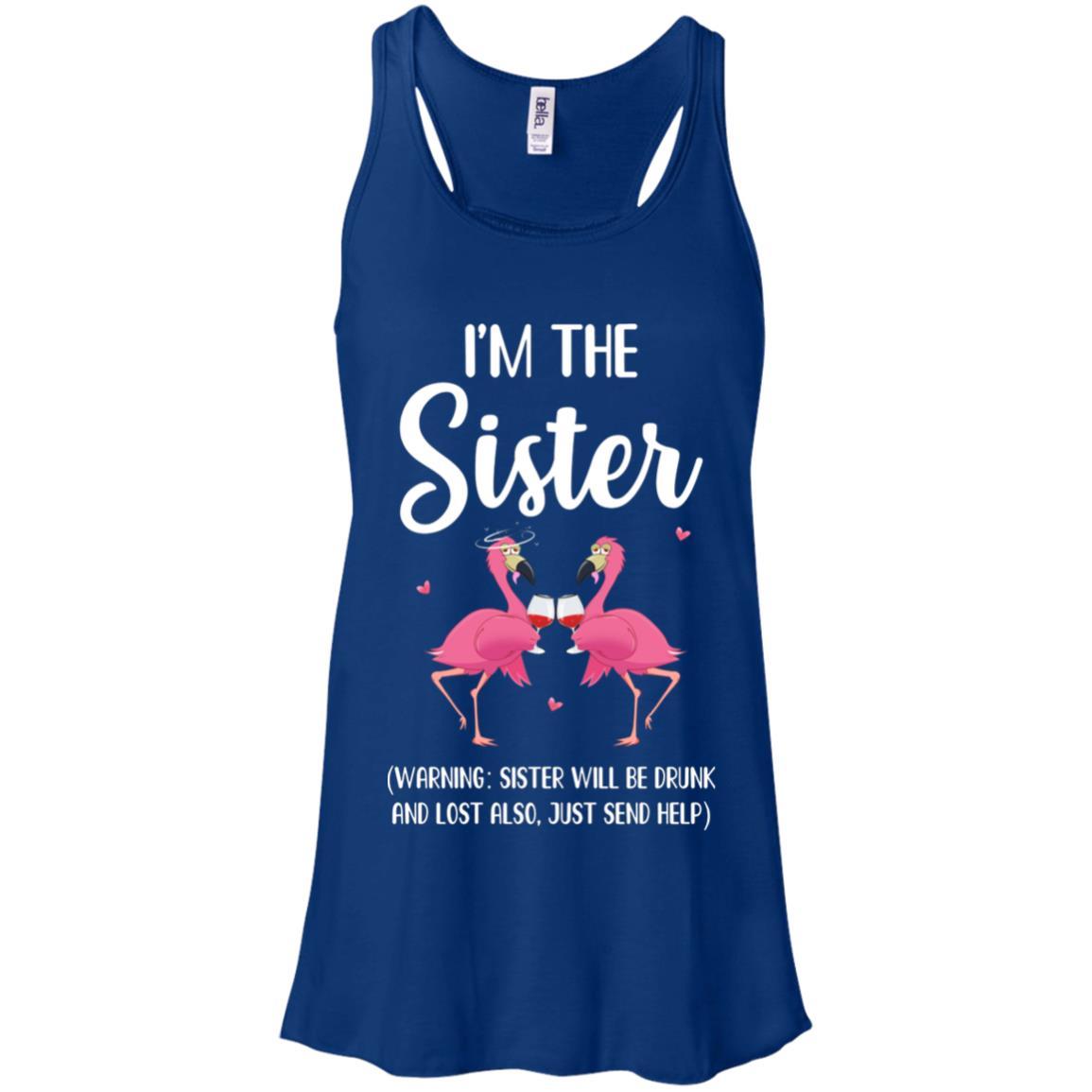 If I Lost Or Drunk Please Return To Sister Flamingo-T-Shirt & Tank Top-Women's Flowy Racerback Tank-True Royal
