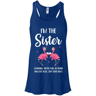 If I Lost Or Drunk Please Return To Sister Flamingo-T-Shirt & Tank Top-Women's Flowy Racerback Tank-True Royal