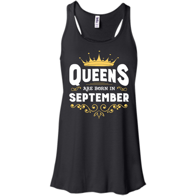 Queens Are Born In September-T-Shirt & Hoodie-Women's Flowy Racerback Tank-Black