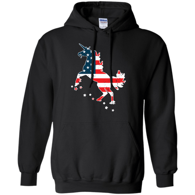 Unicorn Silhouette July of 4th-T-Shirt & Hoodie-Pullover Hoodie-Black