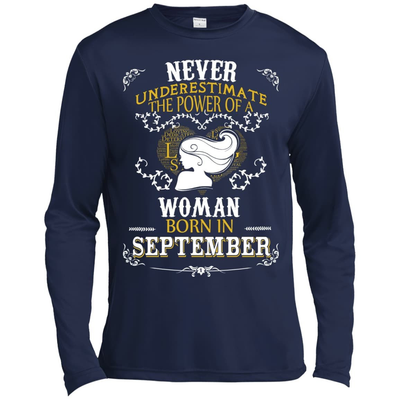 A Woman Born In SEPTEMBER-T-Shirt & Hoodie-Long Sleeve T-Shirt-Navy