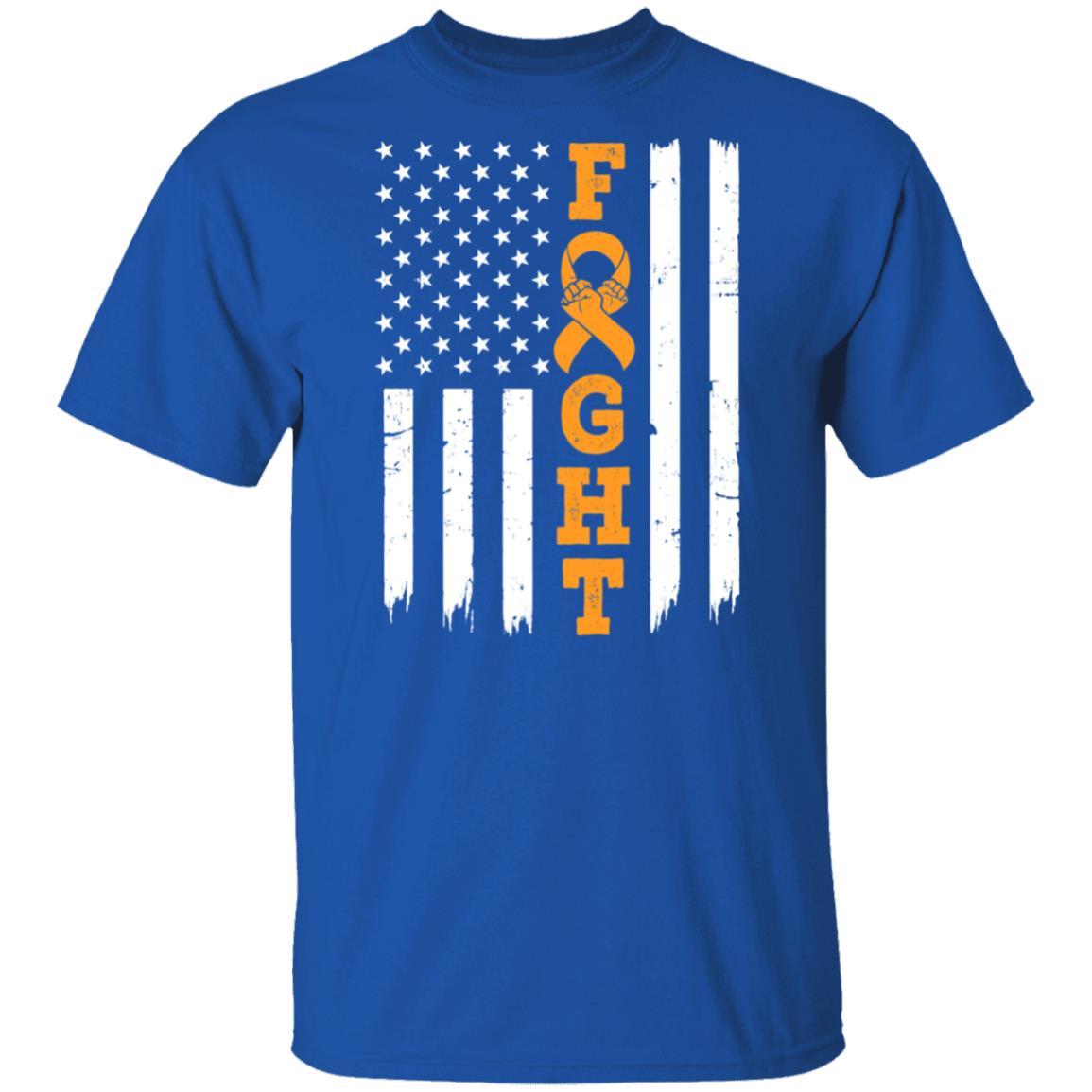 MS Leukemia Awareness American Flag Distressed-T-Shirt & Hoodie-Classic T-Shirt-Royal