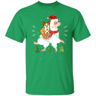 Funny Corgi Riding Llama Christmas Xmas Gifts-T-Shirt & Hoodie-Classic T-Shirt-Irish Green