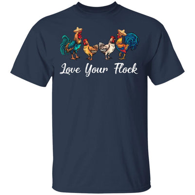 Love Your Flock Chicken Lover Funny Farmer-T-Shirt & Tank Top-Classic T-Shirt-Navy