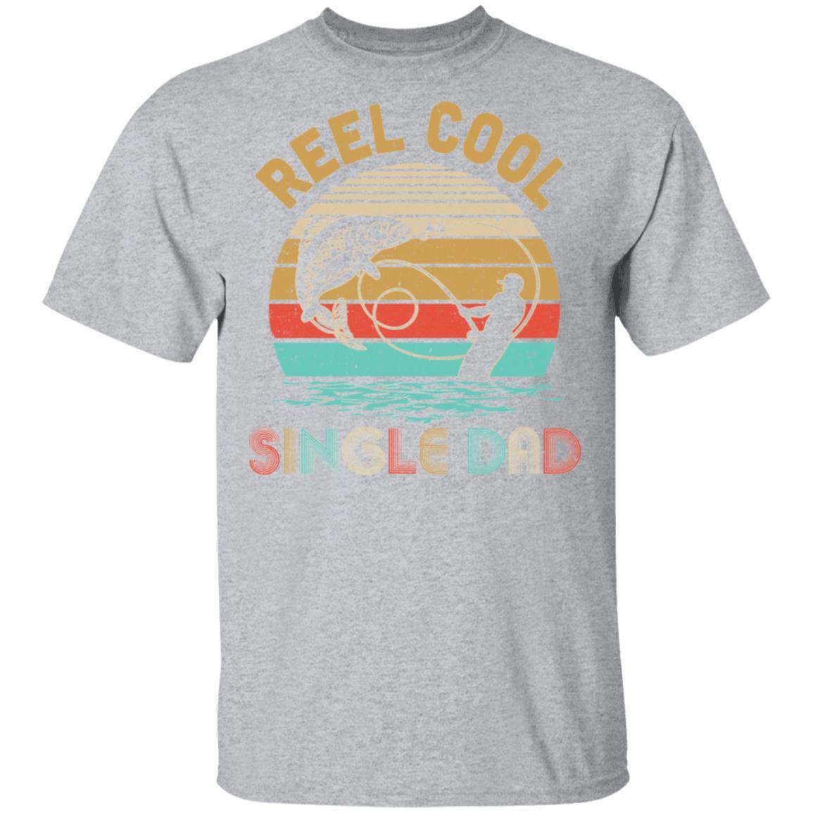 Vintage Reel Cool Single Dad Fish Fishing Father's Day Gift-T-Shirt & Hoodie-Classic T-Shirt-Sport Grey