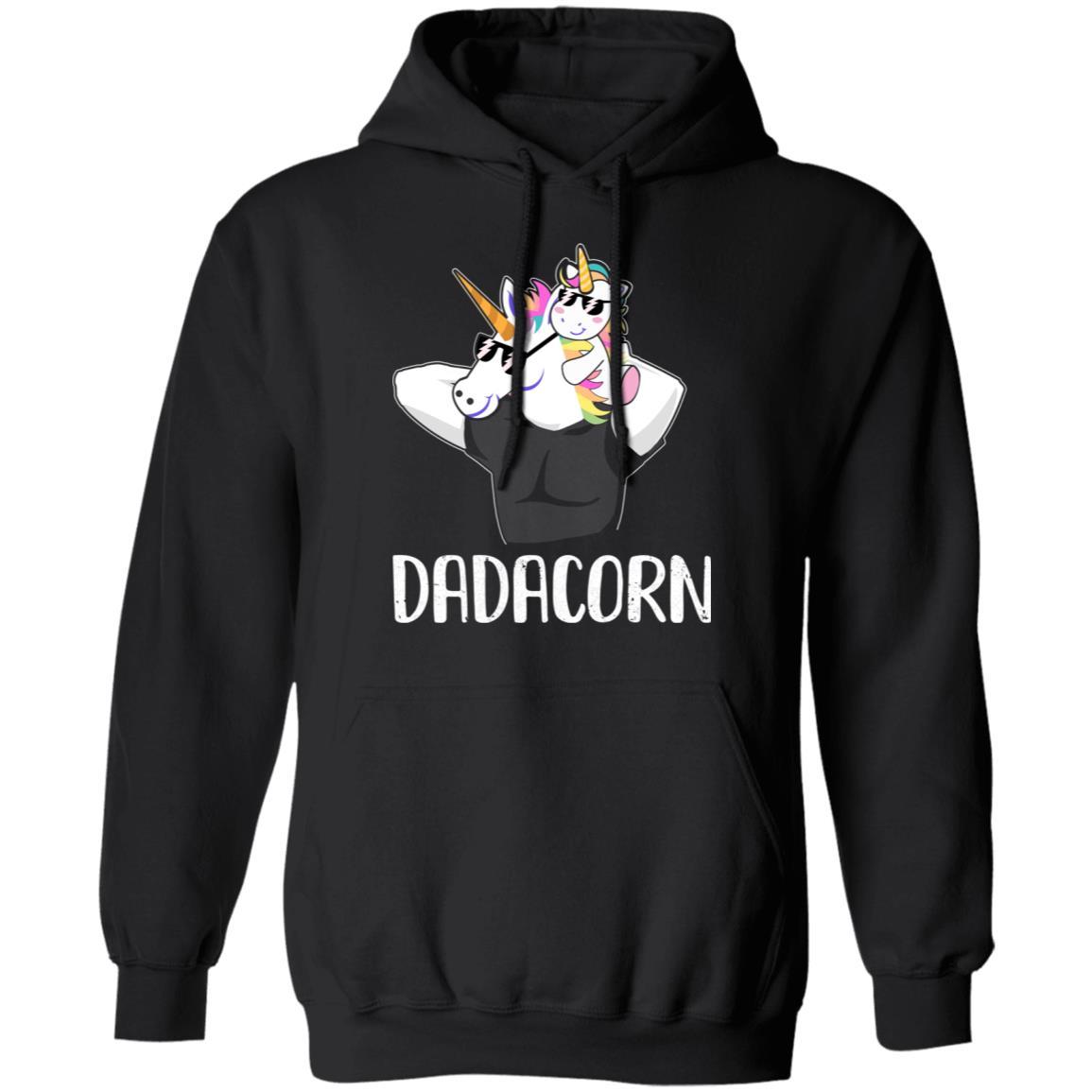 Dadacorn Unicorn Dad And Baby Christmas Gift-T-Shirt & Hoodie-Pullover Hoodie-Black