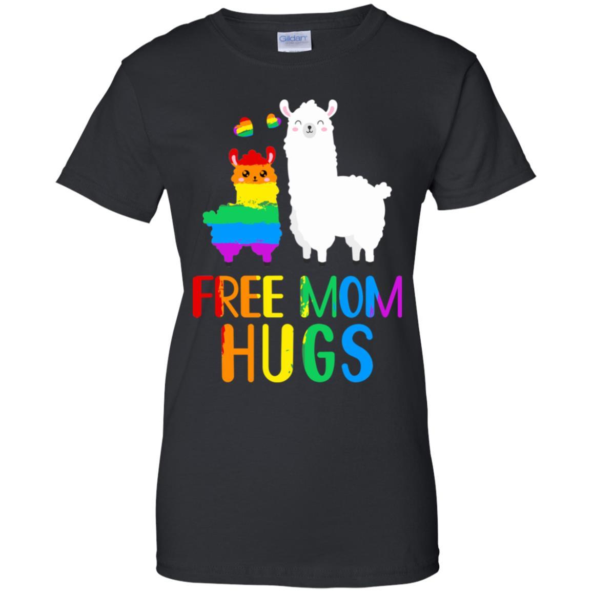 Free Mom Hugs Llama Rainbow Heart LGBT Pride Month