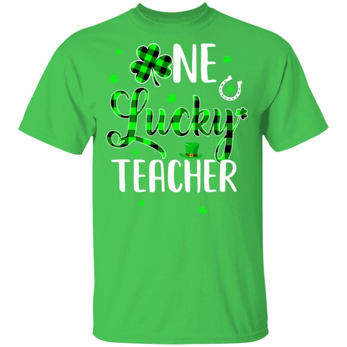 Funny St Patricks Day Gift For Prek Kinder One Lucky Teacher-T-Shirt & Hoodie-Classic T-Shirt-Irish Green