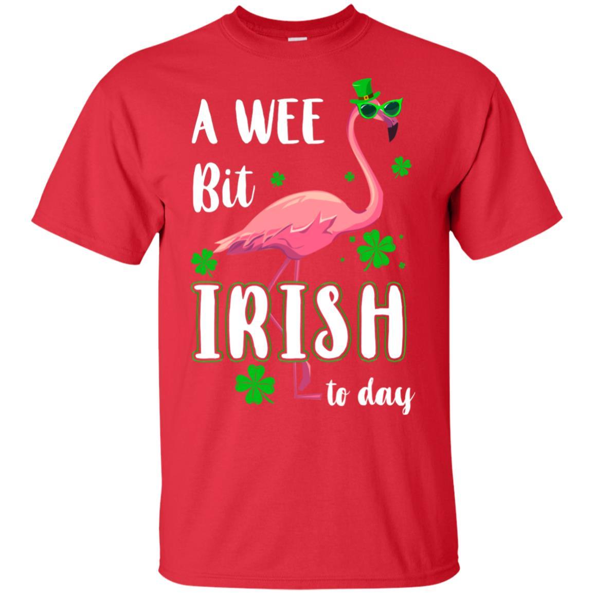 A Wee Bit Irish Today Green Flamingo St Patrick's Day-T-Shirt & Hoodie-Classic T-Shirt-Red