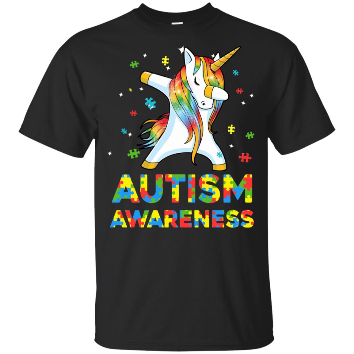 Dabbing Unicorn Puzzle Autism Awareness For Girls Youth-Youth Shirt-Youth T-Shirt-Black