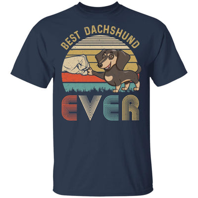 Vintage Best Dachshund Dad Ever Bump Fit Funny Dad Gifts-T-Shirt & Hoodie-Classic T-Shirt-Navy