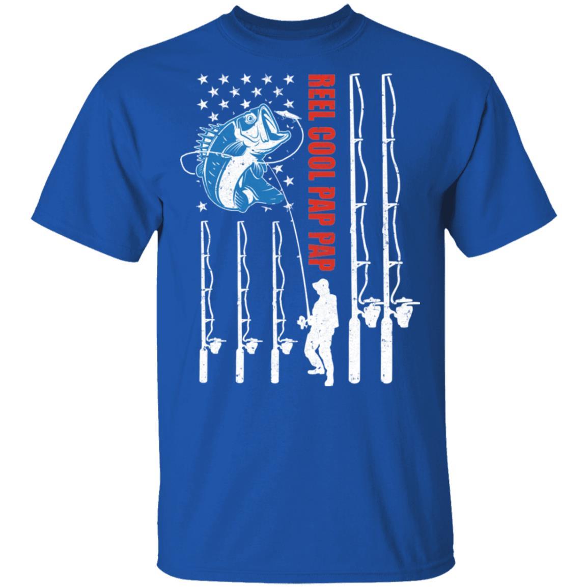 Reel Cool Pap Pap American Flag Fish Fishing Fathers Day-T-Shirt & Hoodie-Classic T-Shirt-Royal
