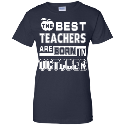 The Best Teachers Are Born In October-T-Shirt & Hoodie-Women's T-Shirt-Navy