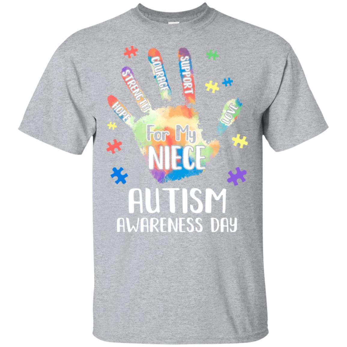 Support Autism Awareness For My Niece Puzzle Gift-T-Shirt & Hoodie-Classic T-Shirt-Sport Grey