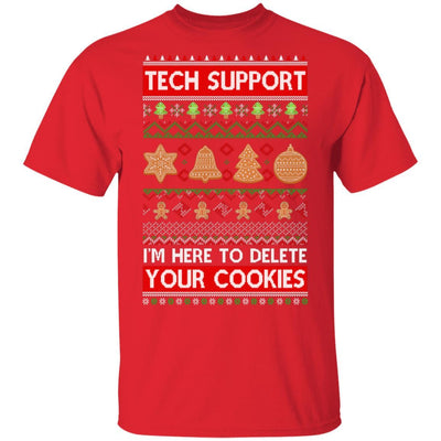 Tech Support I'm Here To Delete Your Cookies Christmas Ugly-T-Shirt & Sweatshirt-Classic T-Shirt-Red
