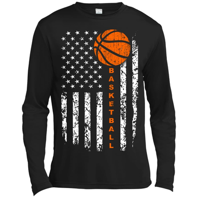American Basketball Flag-T-Shirt & Hoodie-Long Sleeve T-Shirt-Black