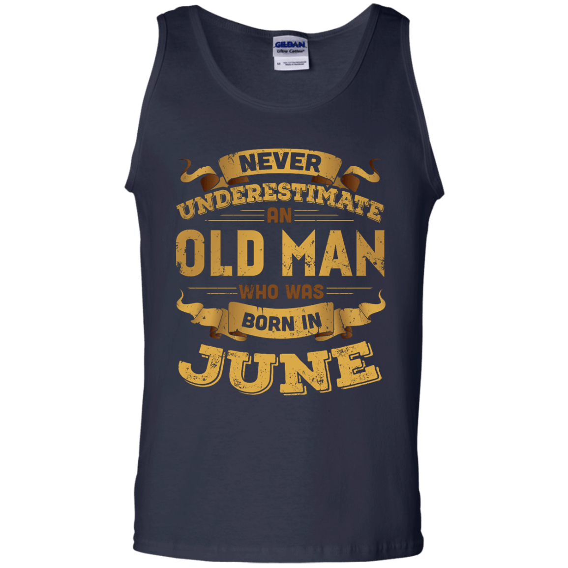 Never Underestimate An Old Man Who Was Born In June-T-Shirt & Hoodie-Unisex Tank-Navy