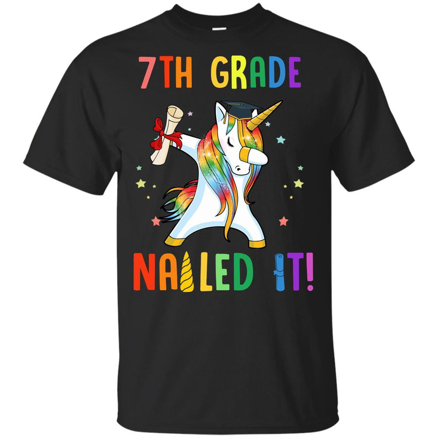 Dabbing 7th Grade Unicorn Nailed It Graduation Class Of 2021 Youth-Youth Shirt-Youth T-Shirt-Black