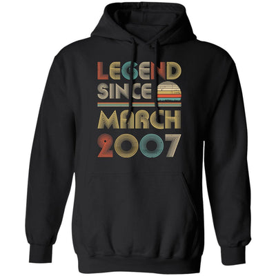 Legend Since March 2007 Vintage 14th Birthday Gifts-T-Shirt & Hoodie-Pullover Hoodie-Black