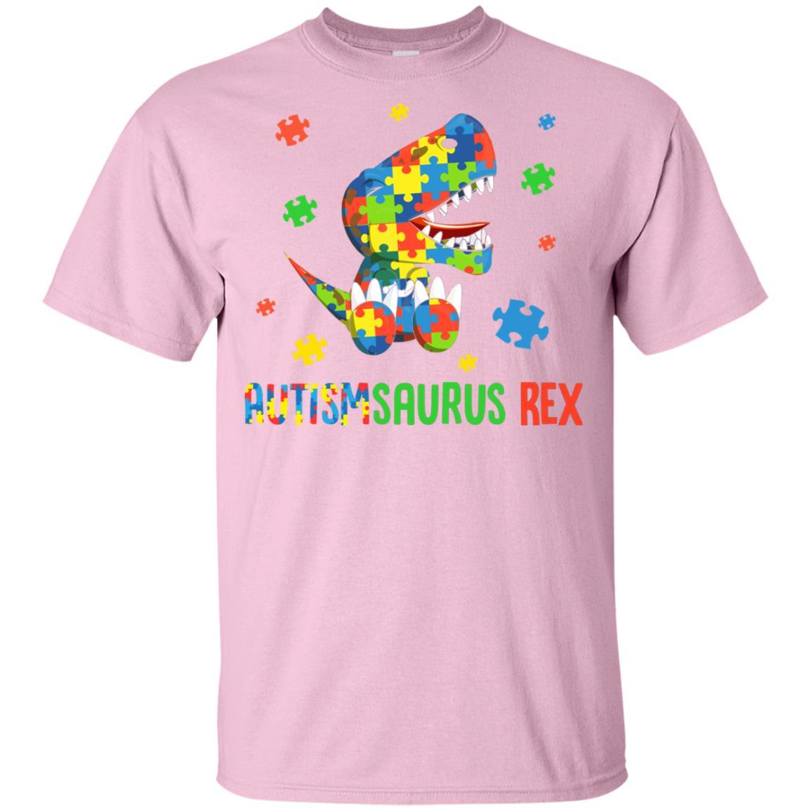 Autismsaurus Rex Autism Dinosaur T-Rex For Kids Youth-Youth Shirt-Youth T-Shirt-Light Pink