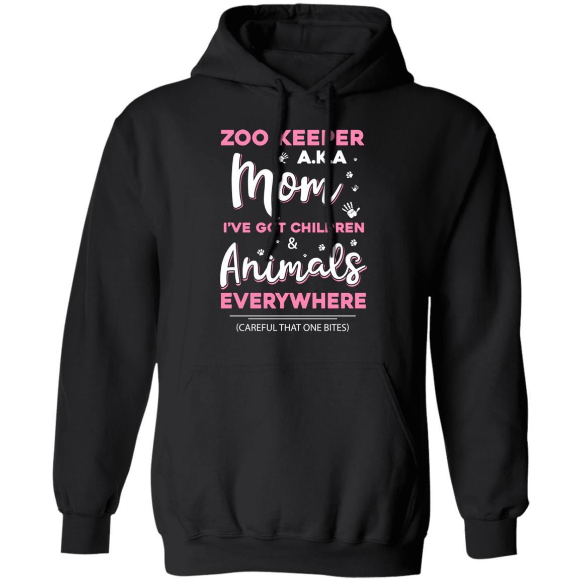 Zoo Keeper Aka Mom I've Got Children and Animals Everywhere-T-Shirt & Hoodie-Pullover Hoodie-Black