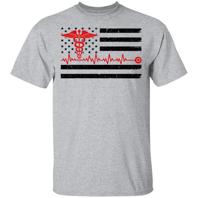 Patriot Apparel Nurse Thin Red Line Nursing Flag-T-Shirt & Hoodie-Classic T-Shirt-Sport Grey