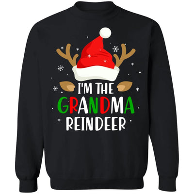 I'm The Grandma Reindeer Matching Family Christmas-T-Shirt & Sweatshirt-Crewneck Sweatshirt-Black