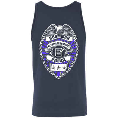Grammar To Serve And Correct Police-T-Shirt & Hoodie-Unisex Tank-Navy