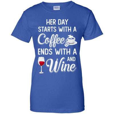 Her Day Starts With Coffee And Ends With Wine-T-Shirt & Tank Top-Women's T-Shirt-Royal