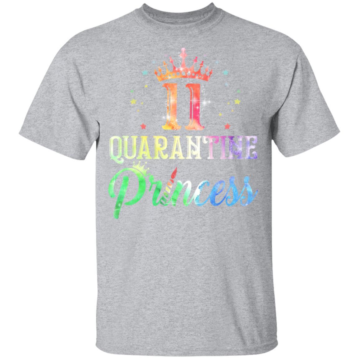 11 Quarantine Princess Happy Birthday Youth-Youth Shirt-Youth T-Shirt-Sport Grey