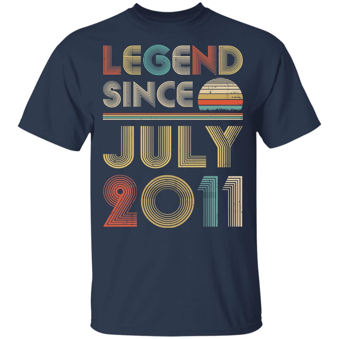 Legend Since July 2011 Vintage 10th Birthday Gifts Youth-Youth Shirt-Youth T-Shirt-Navy