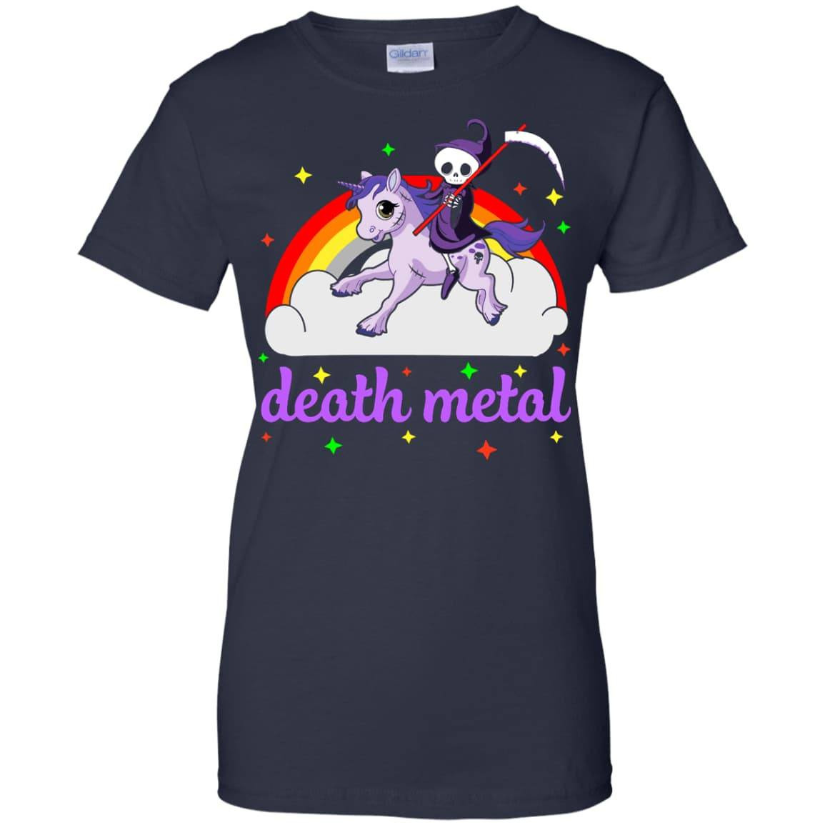 Death Metal Rocker Unicorn-T-Shirt & Hoodie-Women's T-Shirt-Navy