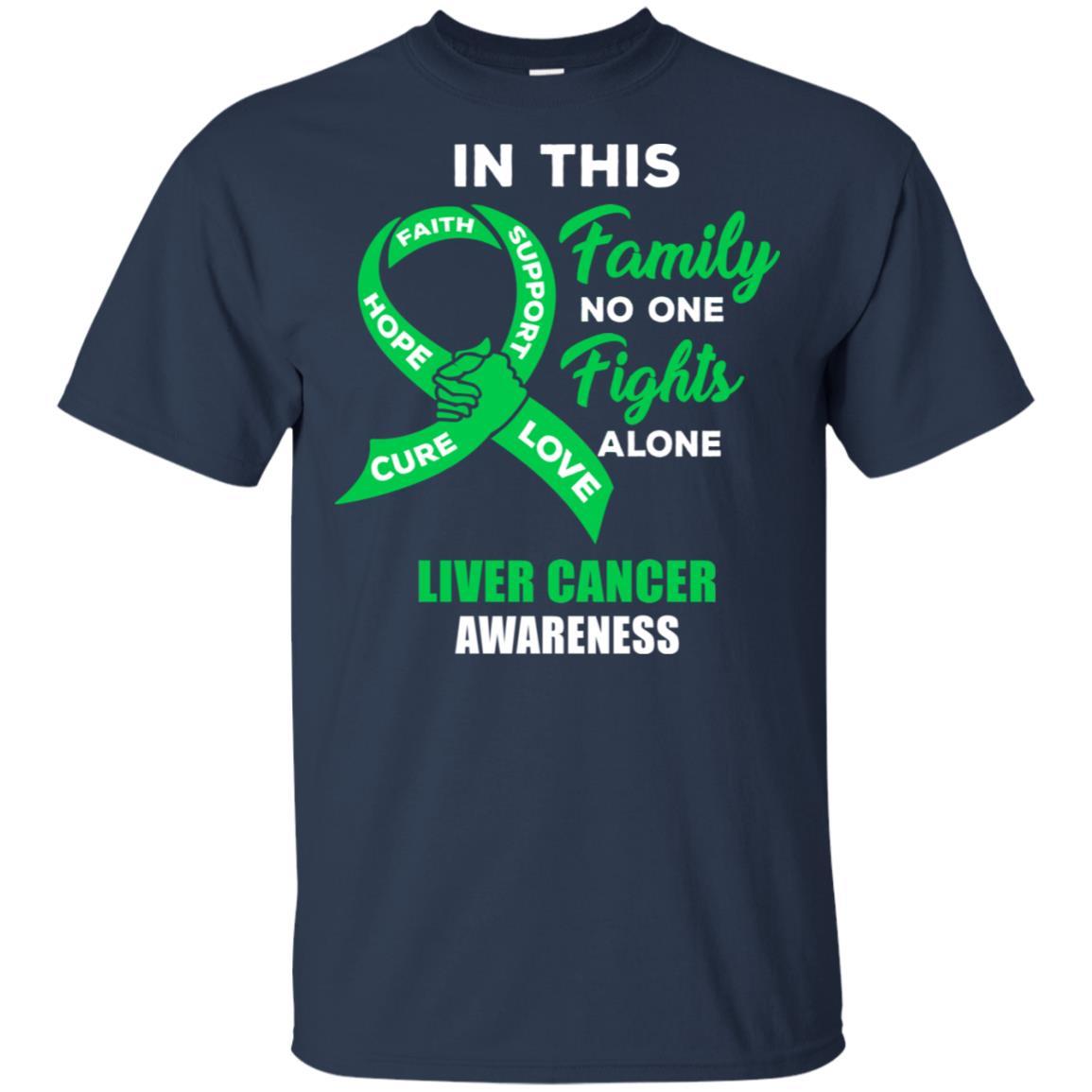 In This Family No One Fights Alone Liver Cancer Awareness-T-Shirt & Hoodie-Classic T-Shirt-Navy