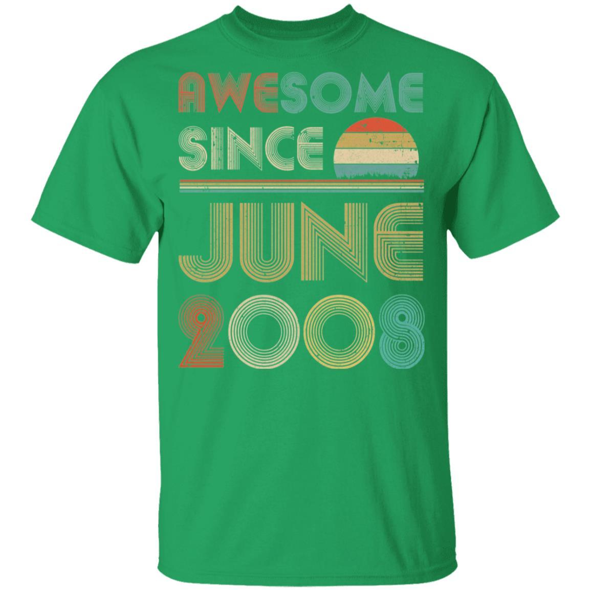 Awesome Since June 2008 Vintage 13th Birthday Gifts Youth-Youth Shirt-Youth T-Shirt-Irish Green