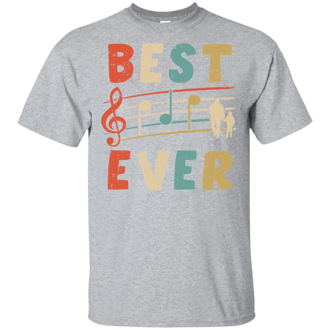 Vintage Retro Best Dad Ever Treble Clef Music Fathers Day Gift-T-Shirt & Hoodie-Classic T-Shirt-Sport Grey