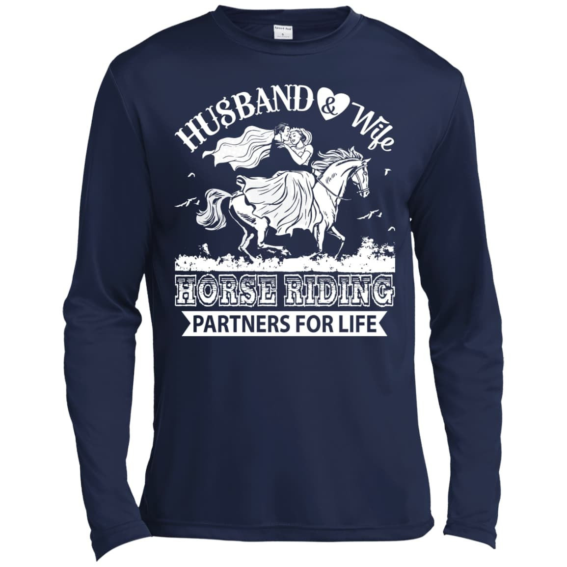 Husband And Wife Horse Riding Partners for life-T-Shirt & Hoodie-Long Sleeve T-Shirt-Navy