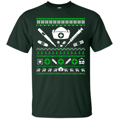 Nurse Christmas Sweater-T-Shirt & Hoodie-Classic T-Shirt-Forest Green