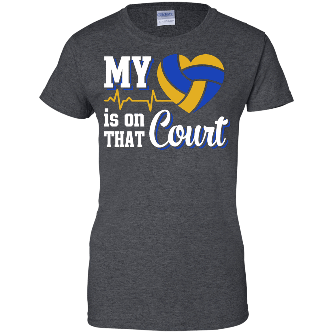 My Heart Is On That Court Volleyball T Shirt-T-Shirt & Hoodie-Women's T-Shirt-Dark Heather