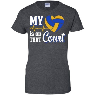 My Heart Is On That Court Volleyball T Shirt-T-Shirt & Hoodie-Women's T-Shirt-Dark Heather
