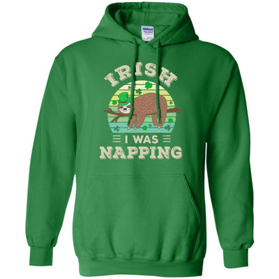 Saint Patrick's Day Irish I Was Napping Sloth For Kids-T-Shirt & Hoodie-Pullover Hoodie-Irish Green