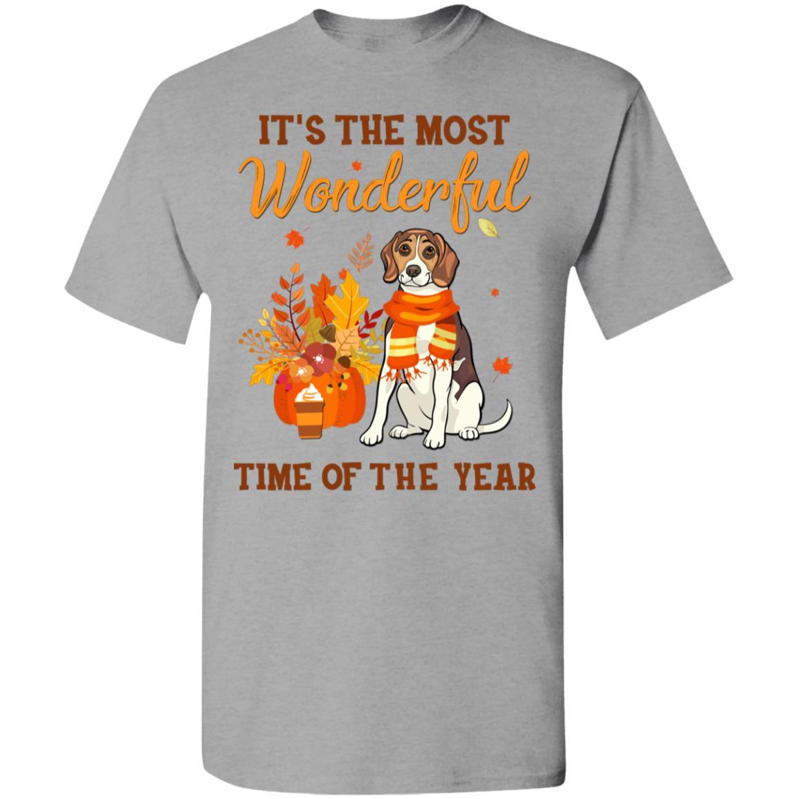 Beagle Autumn It's The Most Wonderful Time Of The Year-T-Shirt & Hoodie-Classic T-Shirt-Sport Grey