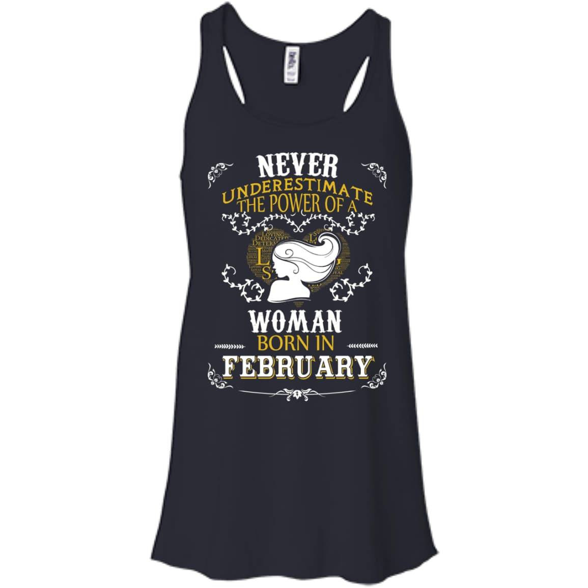 A Woman Born In FEBRUARY-T-Shirt & Hoodie-Women's Flowy Racerback Tank-Midnight
