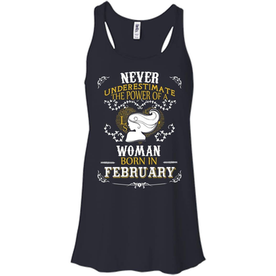 A Woman Born In FEBRUARY-T-Shirt & Hoodie-Women's Flowy Racerback Tank-Midnight