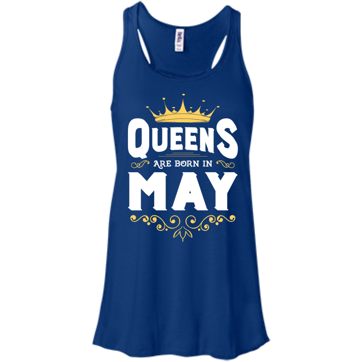 Queens Are Born In May-T-Shirt & Hoodie-Women's Flowy Racerback Tank-True Royal