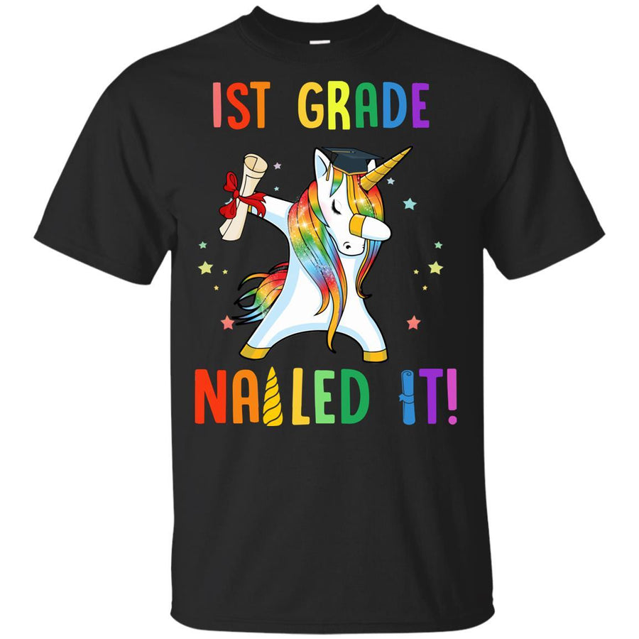Dabbing 1st Grade Unicorn Nailed It Graduation Class Of 2021 Youth-Youth Shirt-Youth T-Shirt-Black