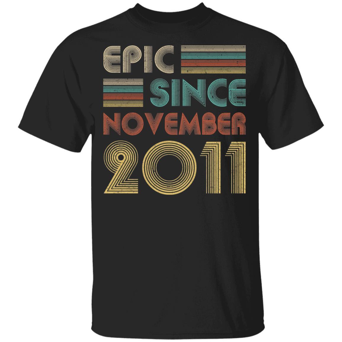 Epic Since November 2011 Vintage 10th Birthday Gifts Youth-Youth Shirt-Youth T-Shirt-Black
