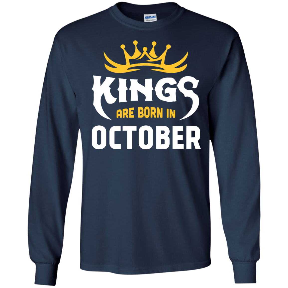 Kings Are Born In October-T-Shirt & Hoodie-Long Sleeve T-Shirt-Navy
