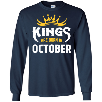 Kings Are Born In October-T-Shirt & Hoodie-Long Sleeve T-Shirt-Navy